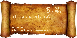 Bánhidy Máté névjegykártya